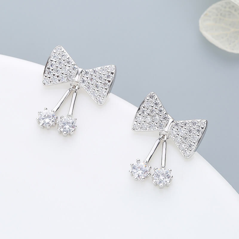 sterling silver diamond tie stud earrings