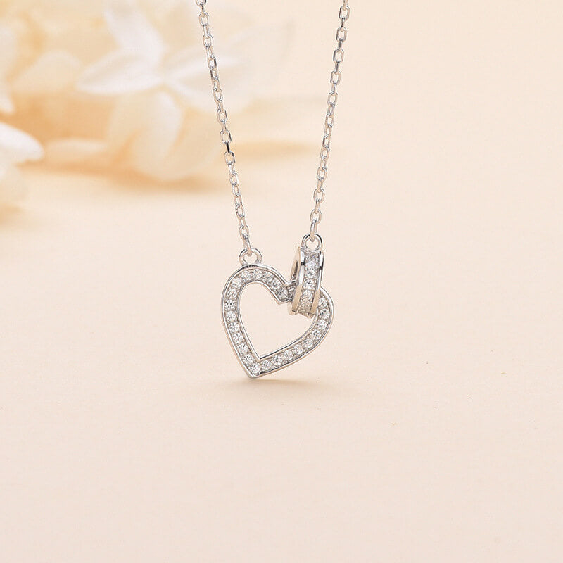 interlock diamond heart pendant silver