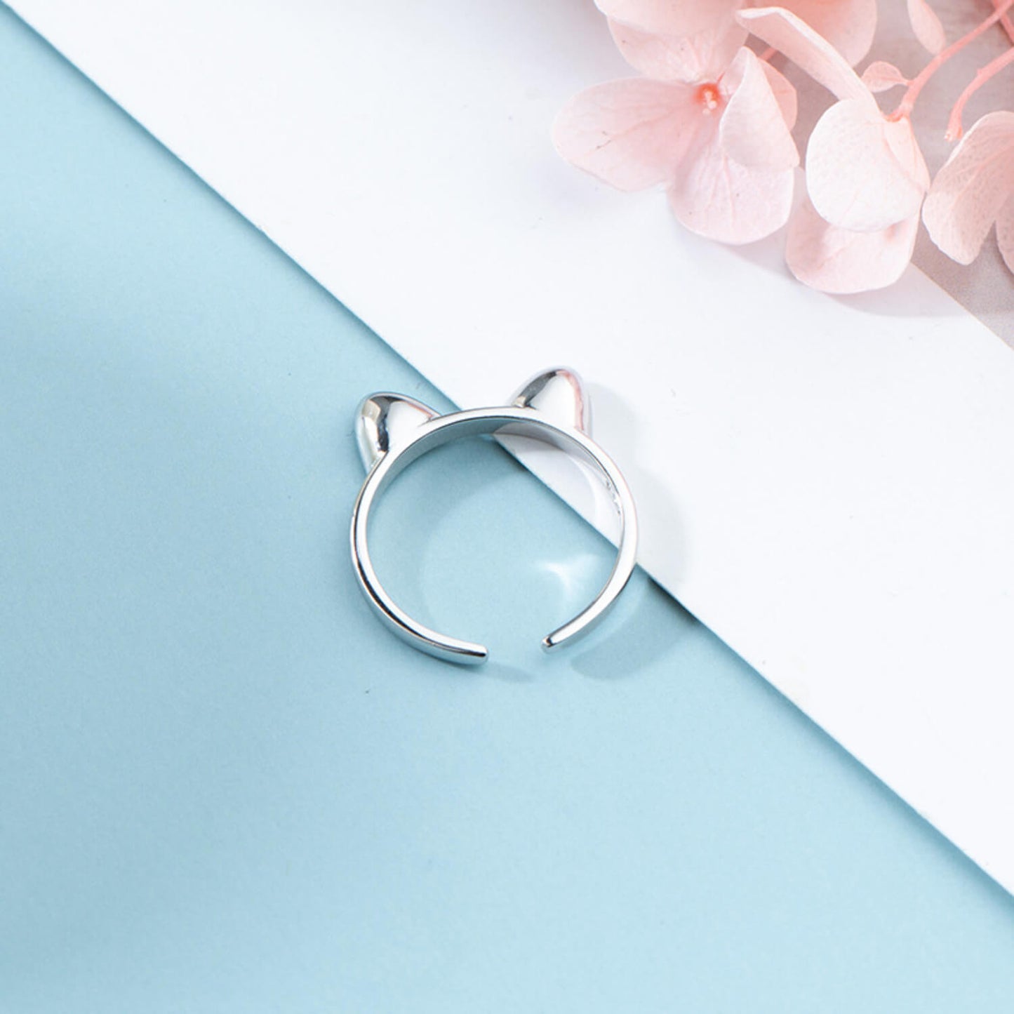 cat ears ring sterling silver