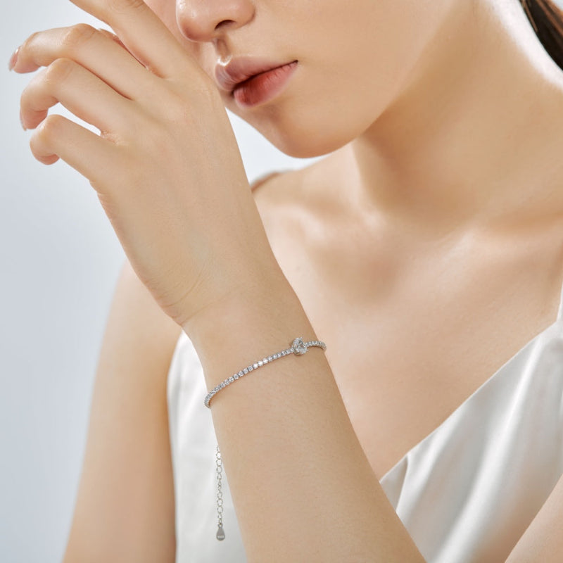 Pave Set CZ Bracelet with Center Stone

