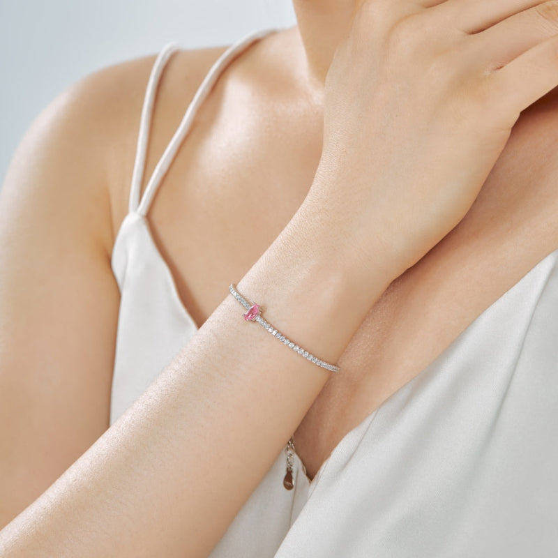 pink tennis bracelet  sterling silver