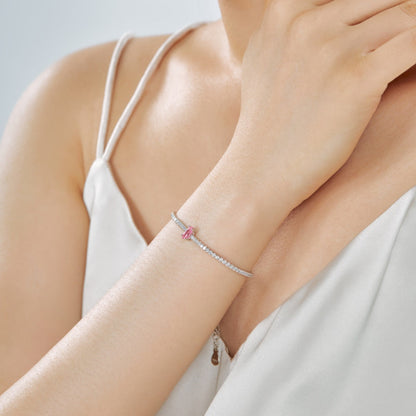 pink tennis bracelet  sterling silver