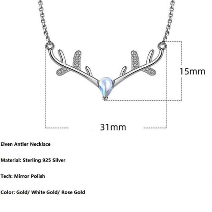 Jimmy's Jewelry Moonstone Antler Pendant Necklace in 925 Sterling Silver