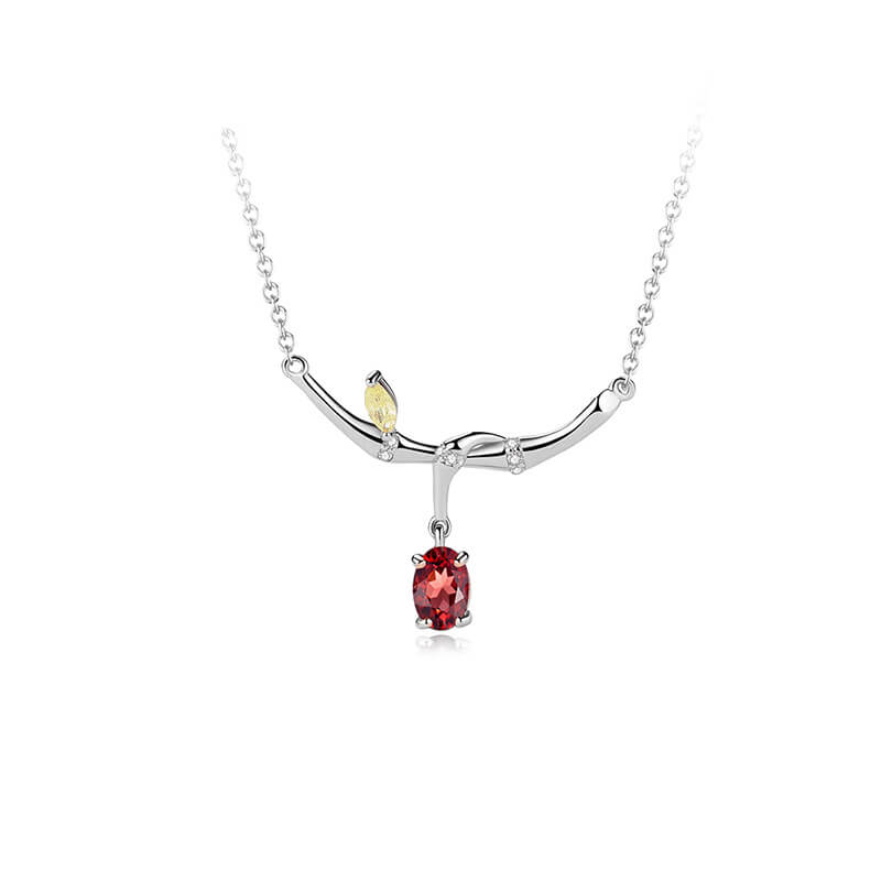 red oval diamond pendant silver