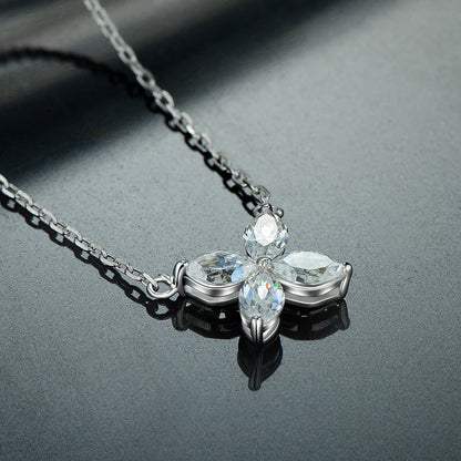 Beautiful Sterling Silver Crystal Flower Sparkle Necklace
.