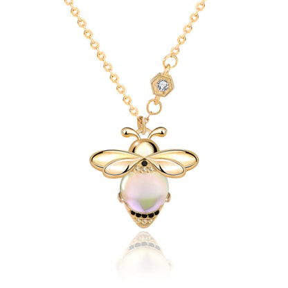 pearl bee necklace silver