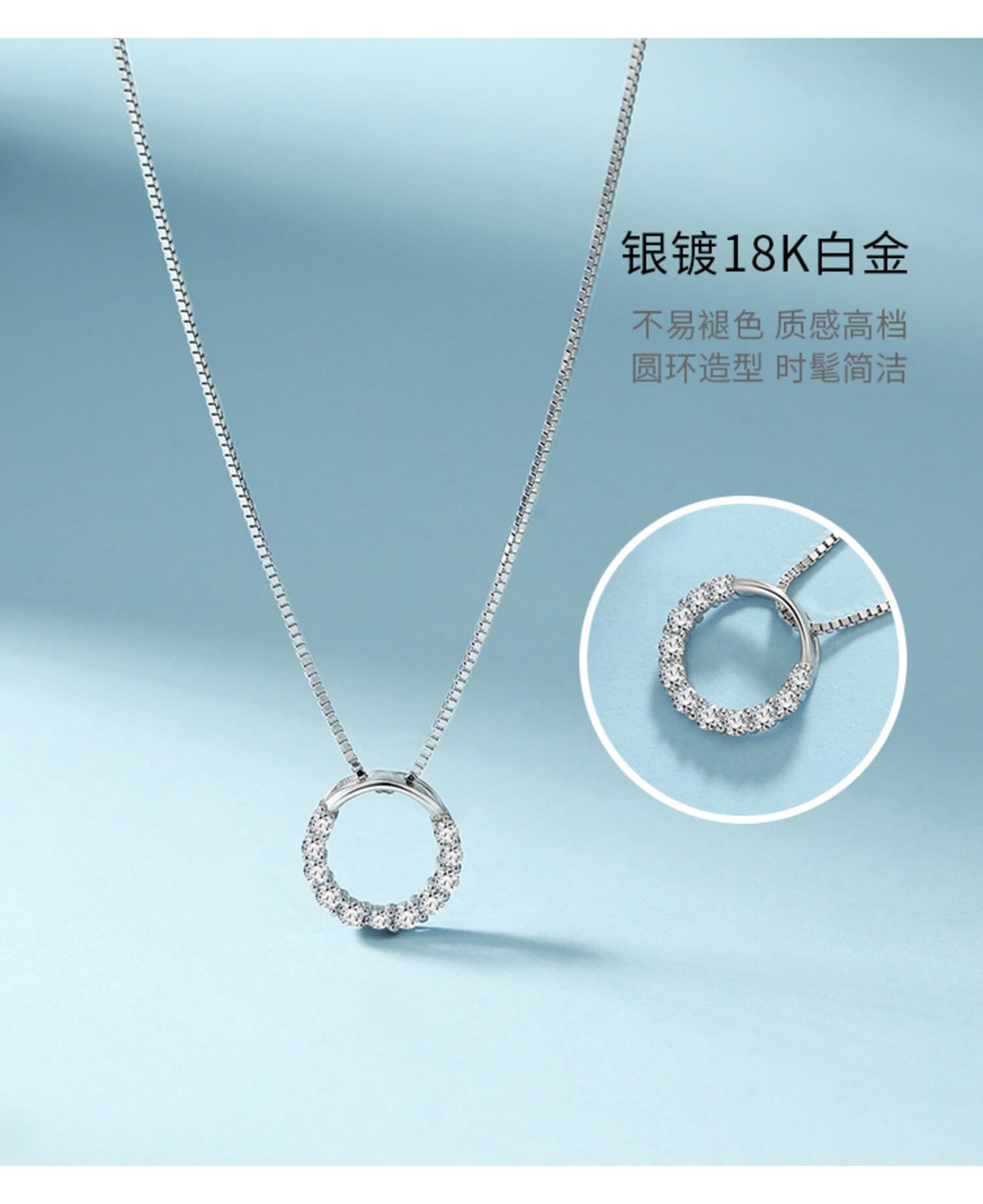 diamond circle necklace sterling silver