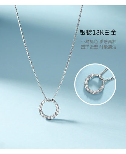 diamond circle necklace sterling silver