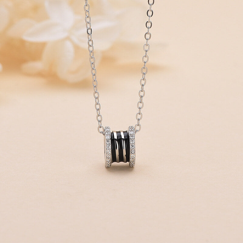 diamond cylinder necklace s925