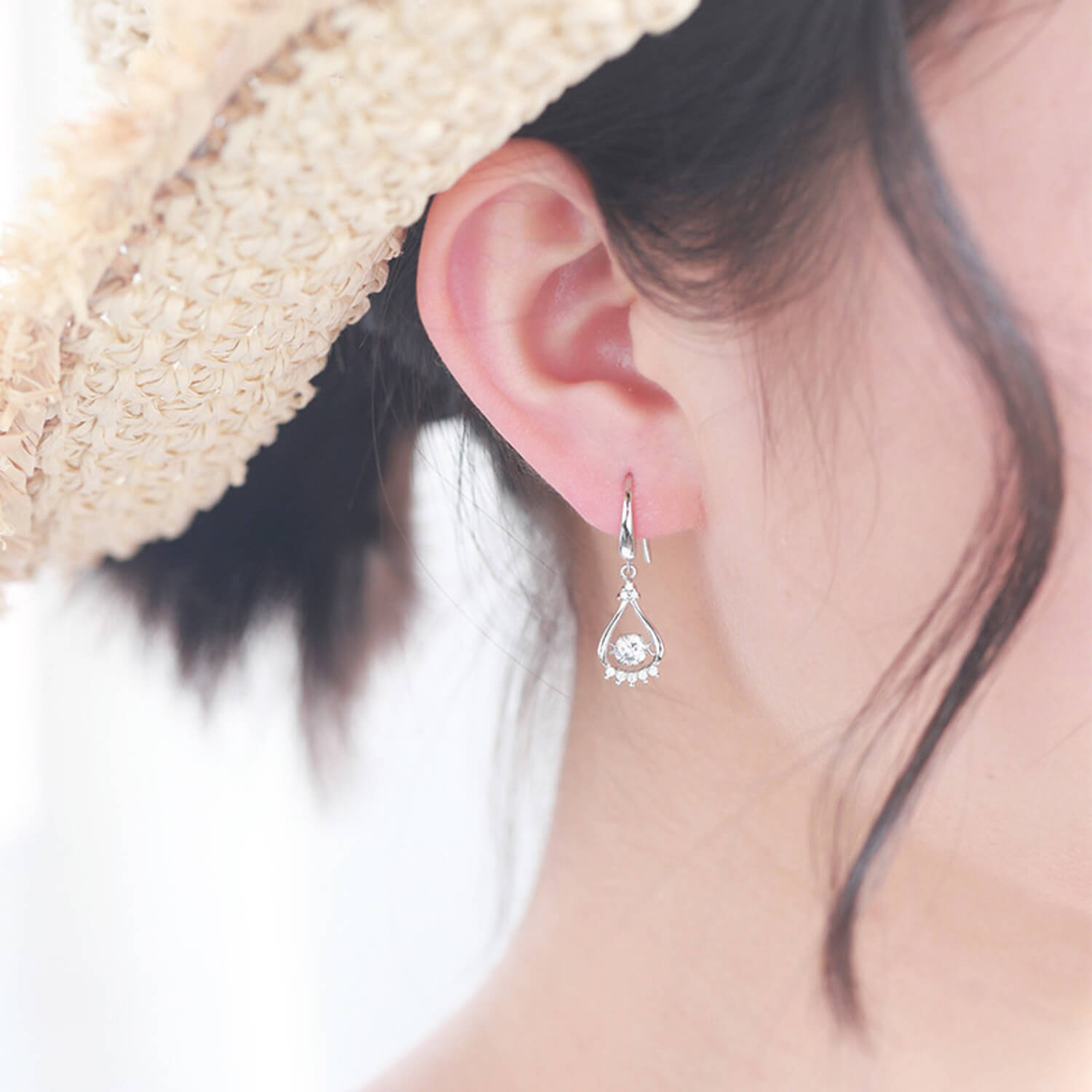 diamond drop hook earrings for women