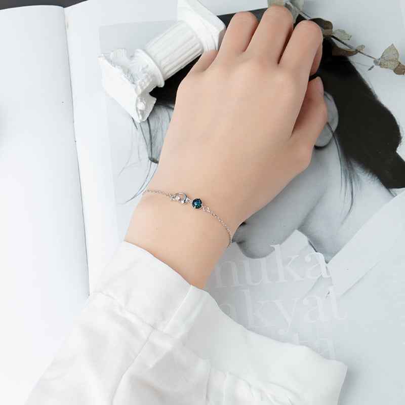 Delicate Dolphin & Blue Stone Bracelet