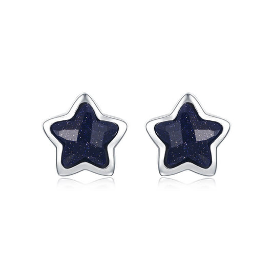 sterling silver black star stude earrings