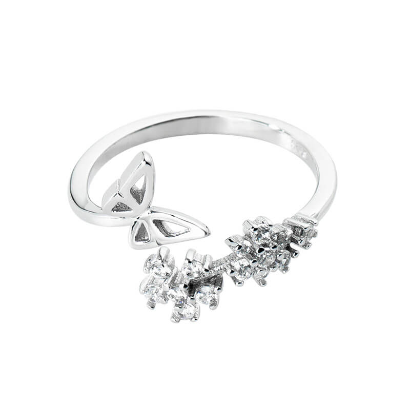 Adjustable Butterfly Ring with Crystals
