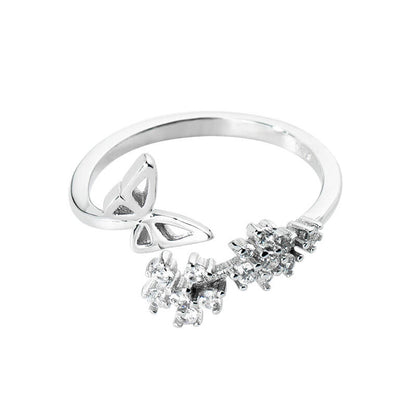 Adjustable Butterfly Ring with Crystals
