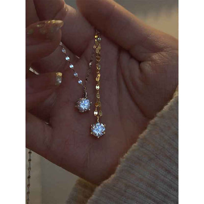 silver Solitaire Cubic Zirconia Pendant Necklace