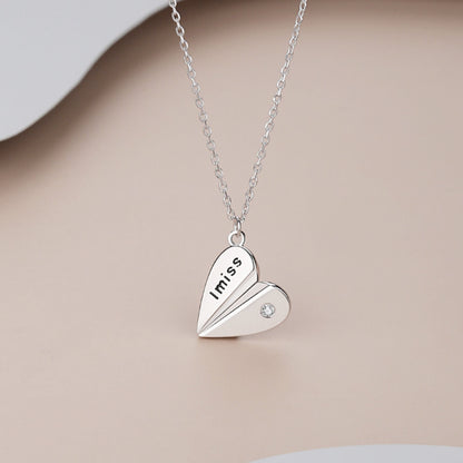 paper airplane necklace i miss you