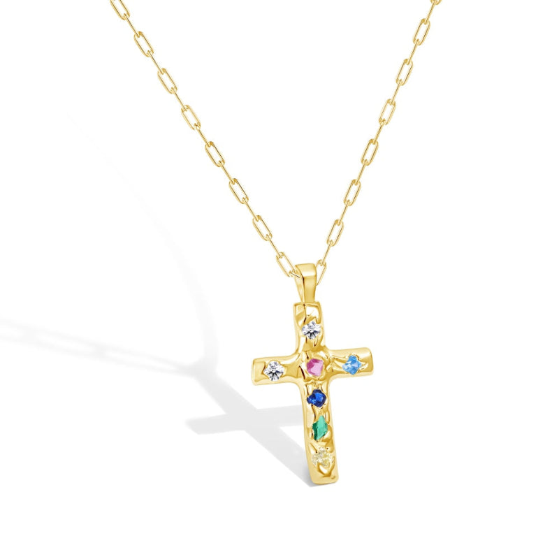 olorful diamond cross necklace