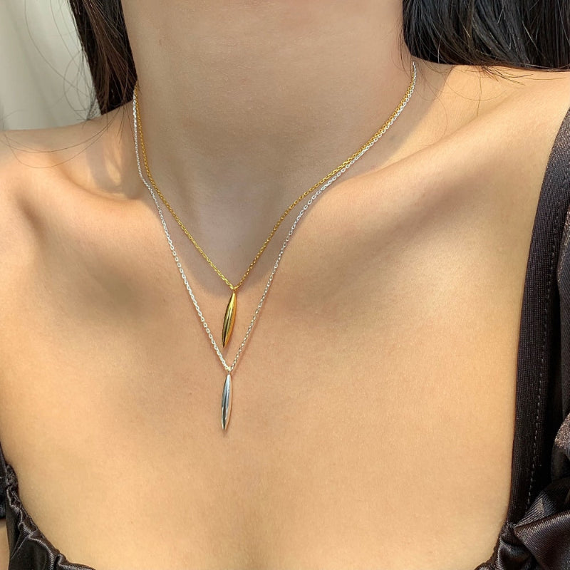 Understated Gold Elongated Pendant

