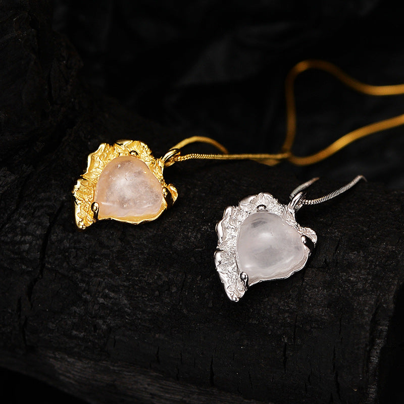 textured heart necklace gold color and white gold color