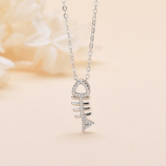 Roberto Coin 18K Fishbone Tiny Treasure Necklace Diamond Accent Orr's Jewelers