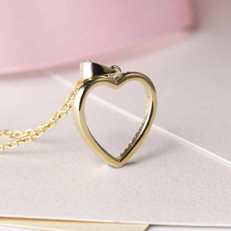open heart necklace with diamonds