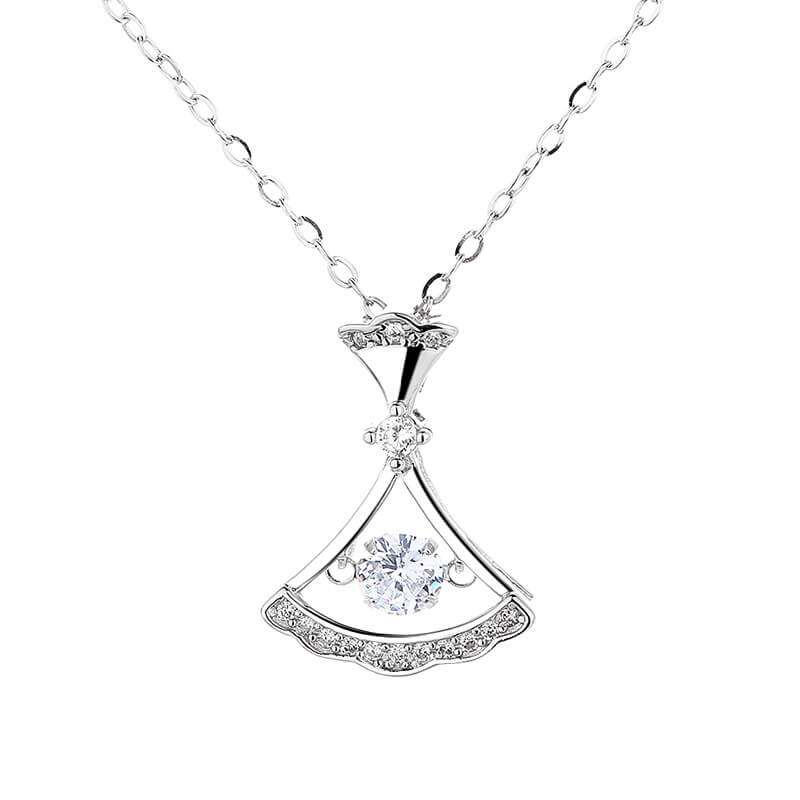 silver diamond skirt Necklace