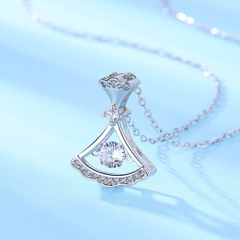 silver diamond skirt Necklace amazon