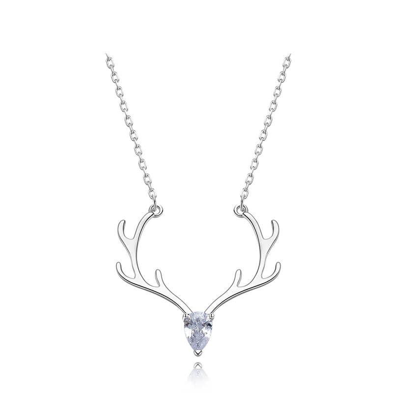 Crystal Pendant Antler Necklace