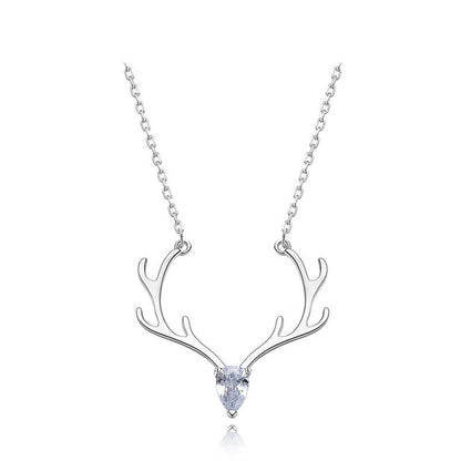 Crystal Pendant Antler Necklace