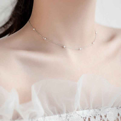 s925 sterling silver Minimalist Silver Bead Necklace