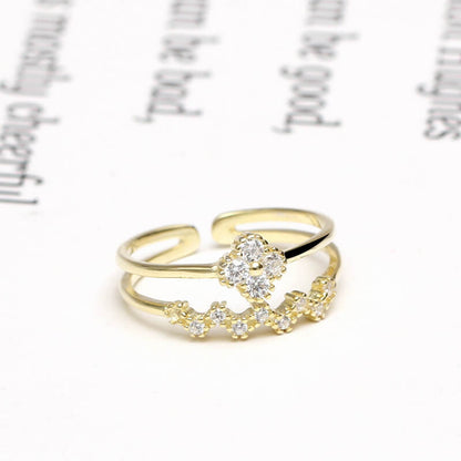 Sterling Silver Open Ring with Crystals
