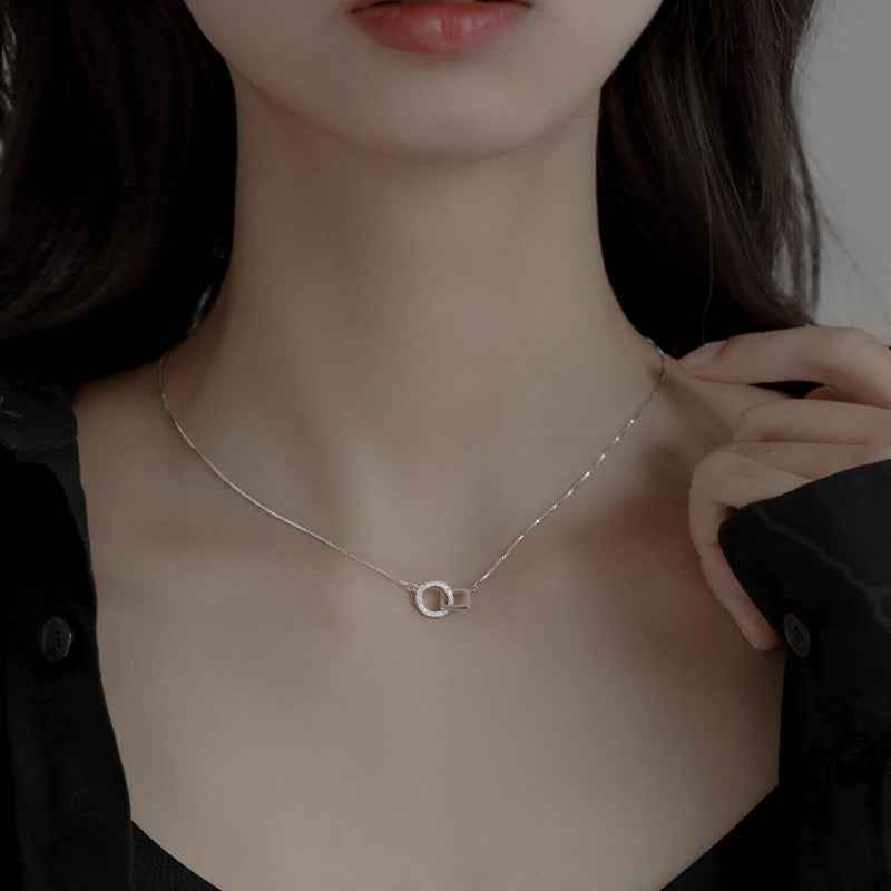 s925 sterling silver Interlocking Circle Pendant Necklace