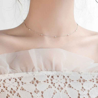 s925 sterling silver Minimalist Silver Bead Necklace