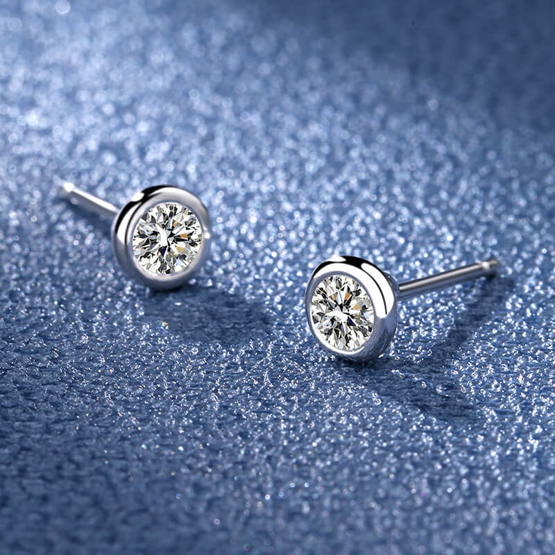 bezel stud earrings