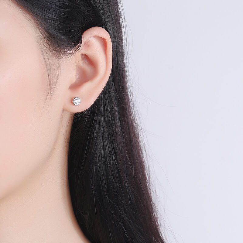 sterling silver cubic zirconia stud earrings for women bezel set