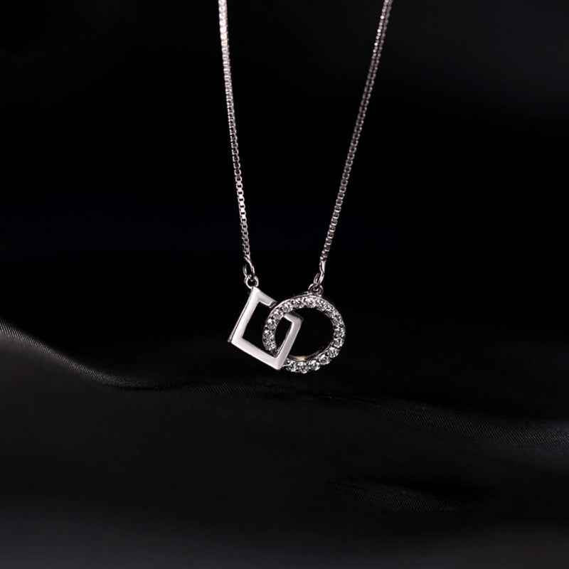 s925 sterling silver Interlocking Circle Pendant Necklace