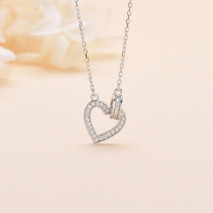 interlock diamond heart pendant silver