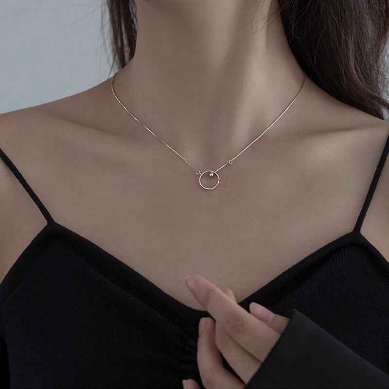 925 sterling silver Minimalist Silver Circle Pendant Necklace