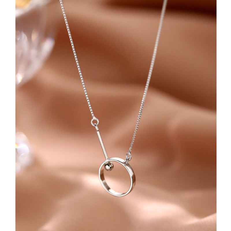 925 sterling silver Minimalist Silver Circle Pendant Necklace