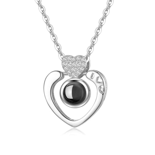 silver heart projection necklaces