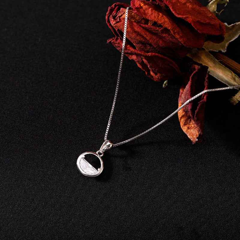 Silver Zirconia Half Circle Female Necklace
