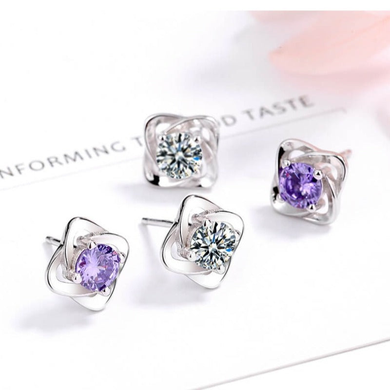 Silver Clover Stud Earrings

