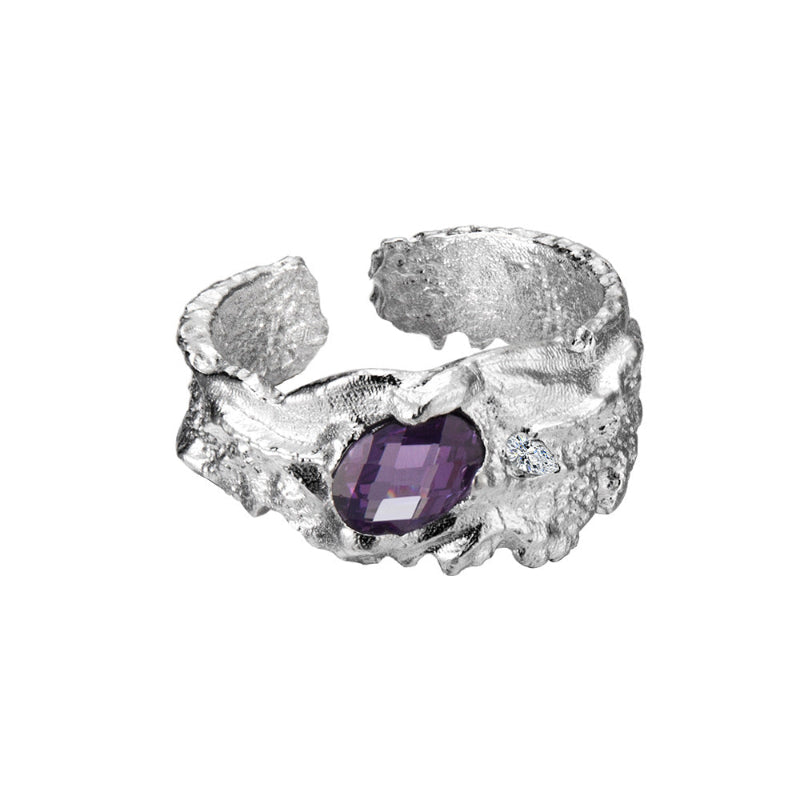 Lunar Surface Amethyst Ring

