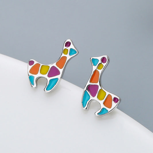 sterling silver colorful deer earrings