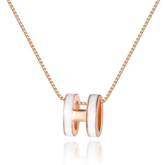 925 silver gold plated necklace H necklace