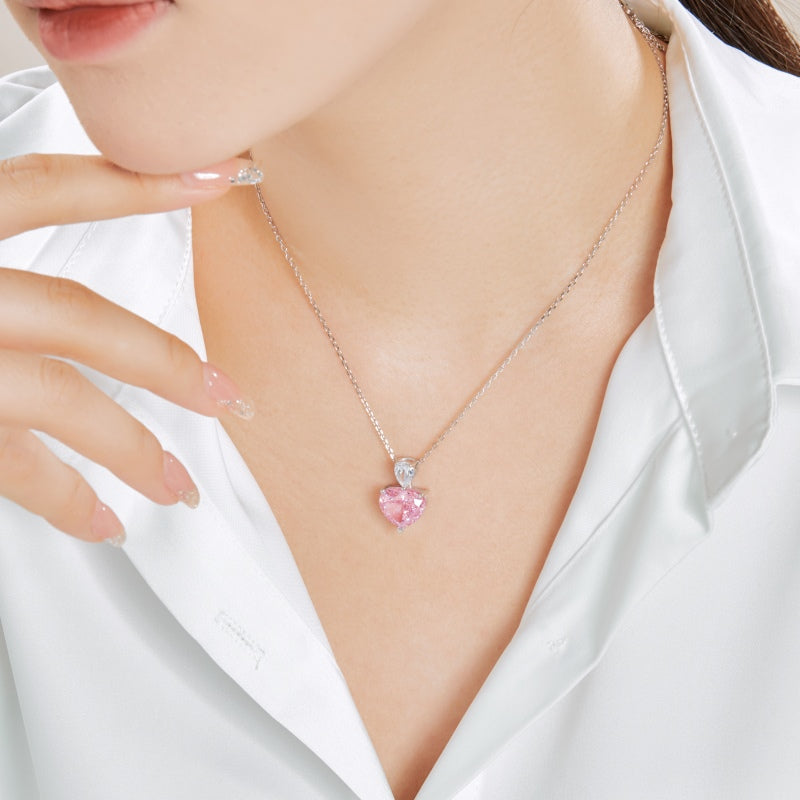 pink solitaire pendant heart necklace store