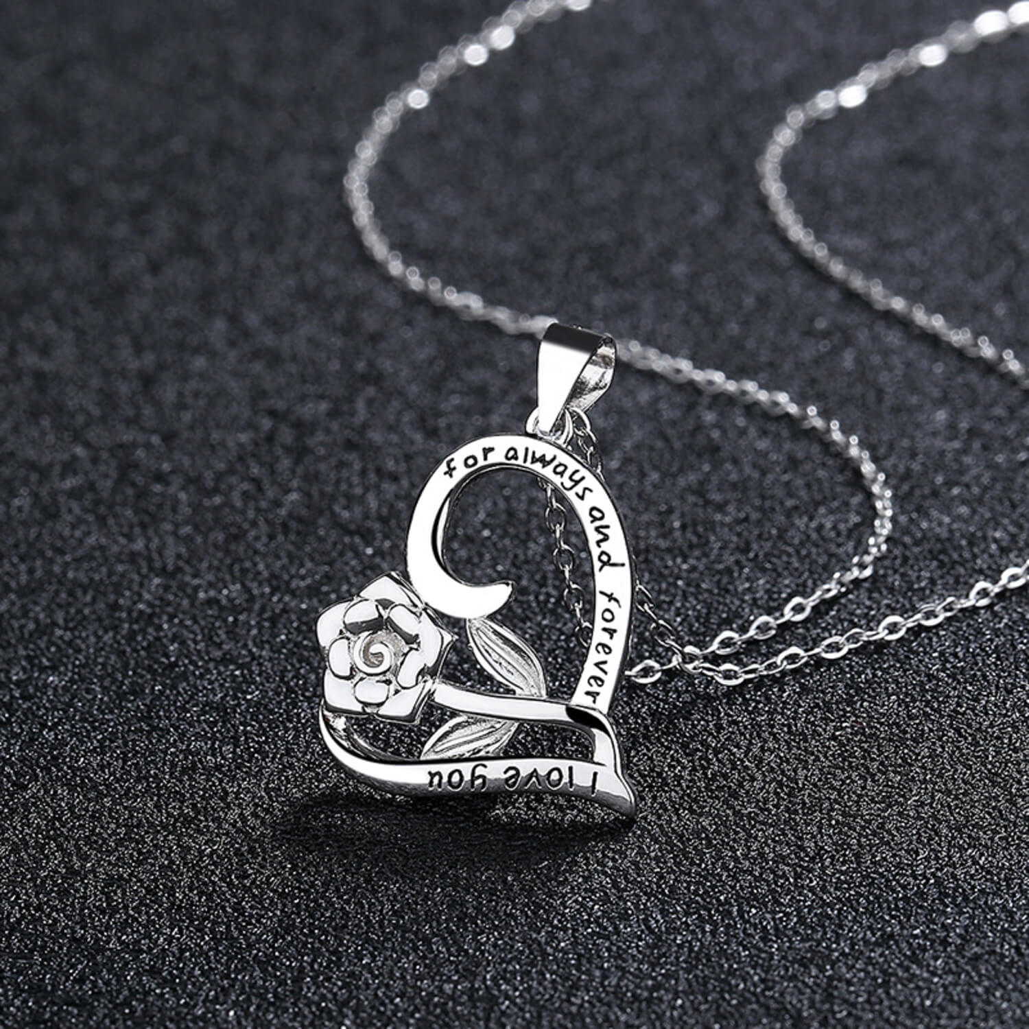 I love you always and forever pendant silver