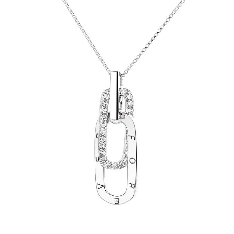 S925 Sterling Silver Interlocking Oval Pendant Necklace - JIMMY JEWELRY 01