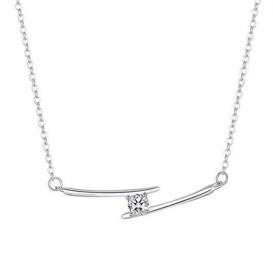 Curved Bar Diamond Accent Necklace (assuming the center stone is a diamond or simulant)

