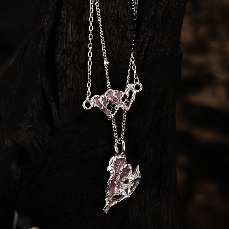 metled heart necklace double hearts